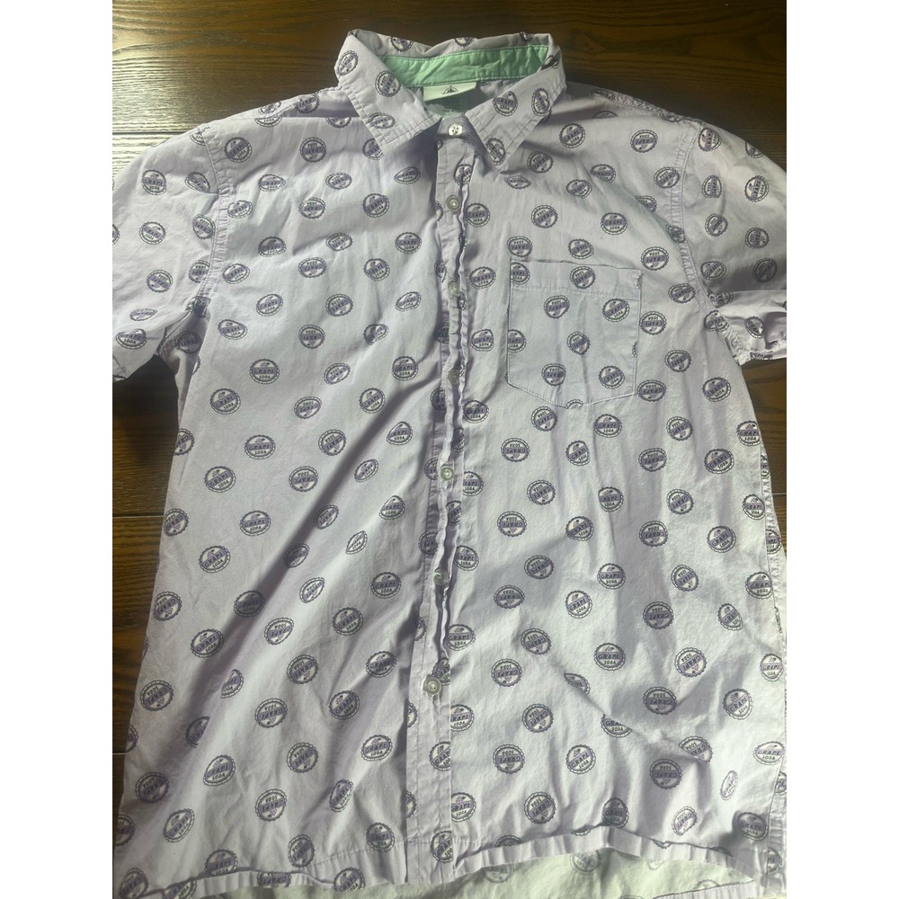 Disney Parks Button Up Grape Soda Cap Purple Button Down Shirt Size Small